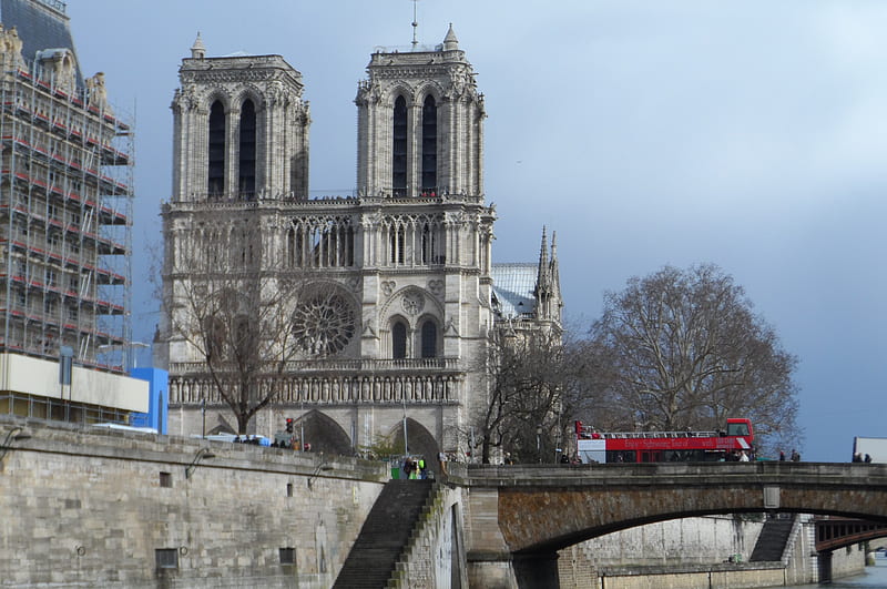 Notre-Dame de Paris , paris, cathedral, saine river, notredame, HD wallpaper